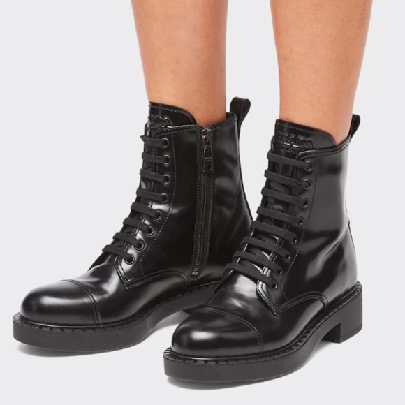 NWT Prada Brushed leather laced booties Size 37.5 - Picture 3 of 7